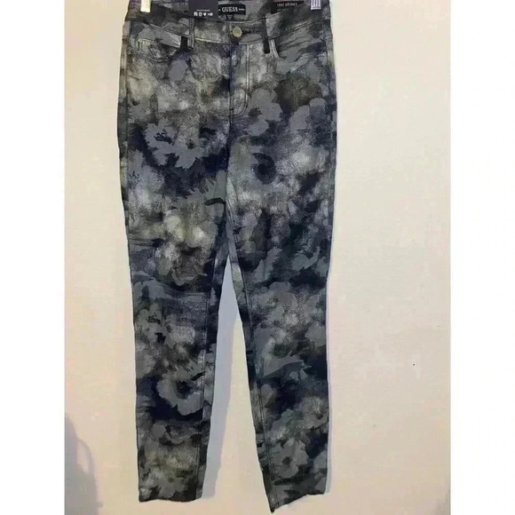 Guess 1981 Metallic Floral Skinny High Trendy Jeans Size 26. 2024 Trend! - Picture 4 of 8